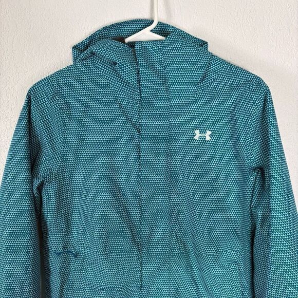 Under Armour Storm Light Blue Patterned Hooded Ski/Snowboard Fleece Lined Winter - Picture 2 of 13